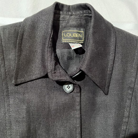 Louben Black Linen Short Sleeve Suit Jacket - Picture 2 of 9